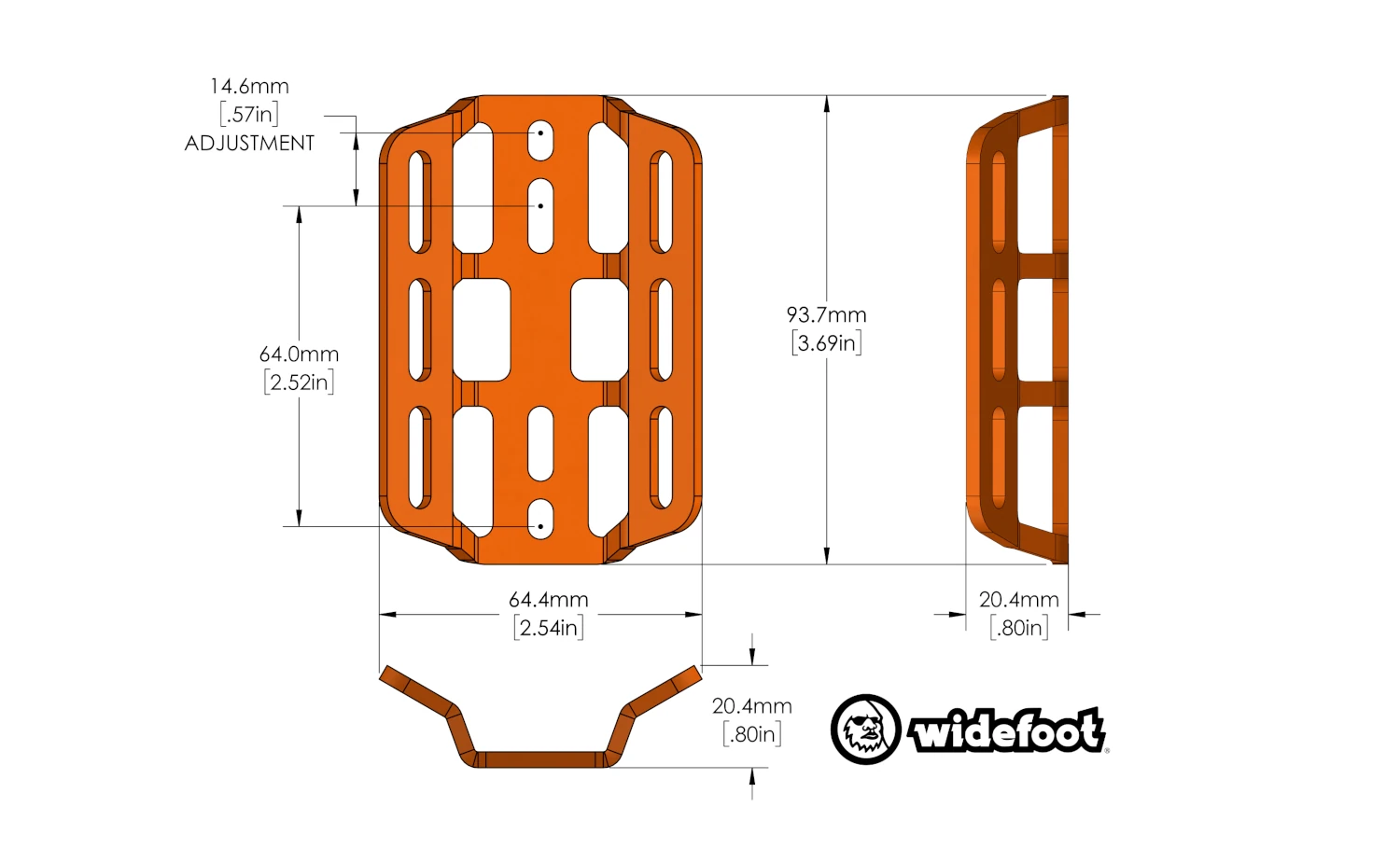 Widefoot CargoMount Mini Dimensions