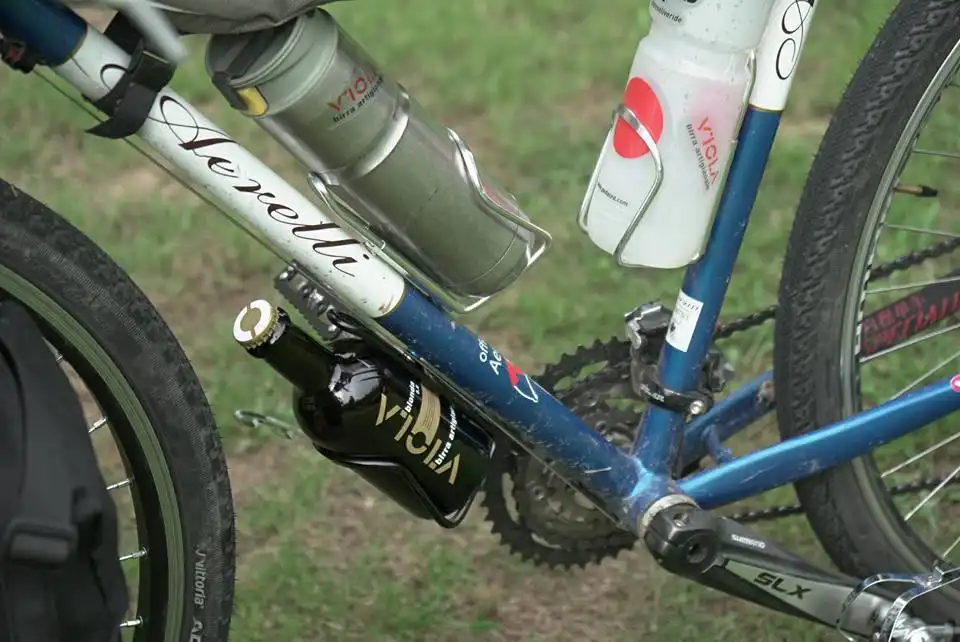 Cyclist Alessandro Gallo with Carradice bags crossing China