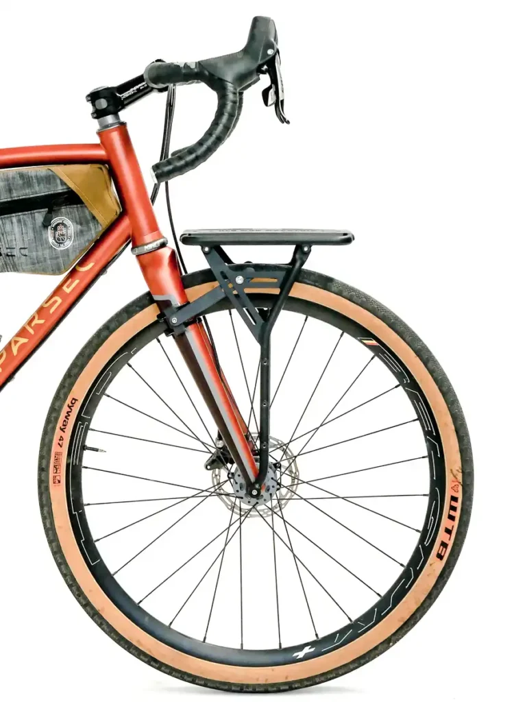 Elkhorn rack by Old Man Mountain ready to mount to the eyelets of the bike